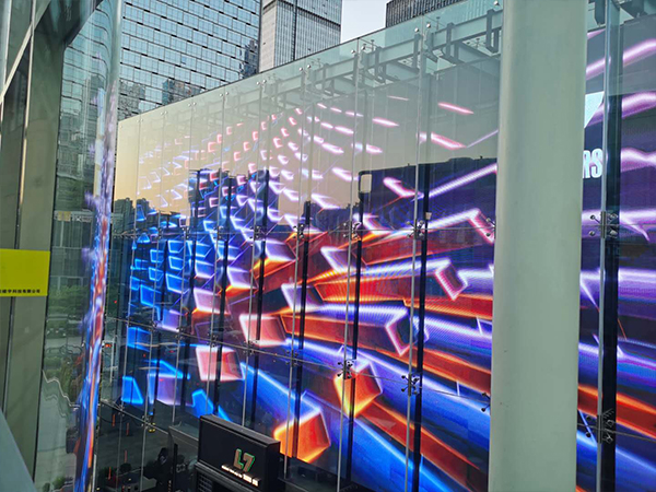 Milestrong Transparent LED Screen P3-7 STB Series Shines on Shopping Mall's Glass Facade