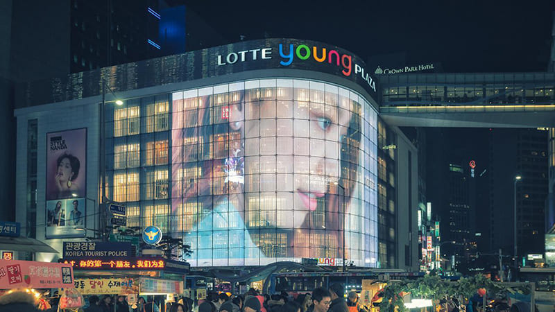 Enhancing the Shopping Experience with a Stunning P8 Transparent LED Screen Installation at Lotte Young Plaza