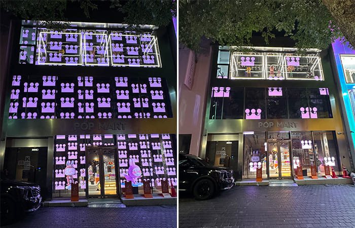 Transparent Holographic LED Display Brings Futuristic Ambiance to Pop Mart Retail Store in Korea