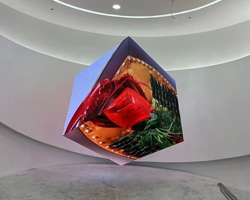 Innovative Six-Sided Cube-Shaped LED Screen: Suspension and Floor Mounting Options for Immersive Visual Experience