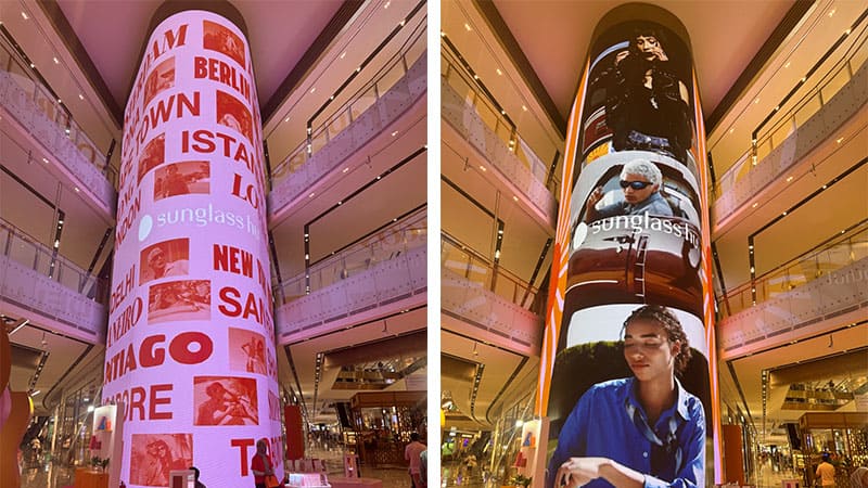 A Towering Digital Landmark in a Shopping Mall Made Possible by Flexible LED Modules