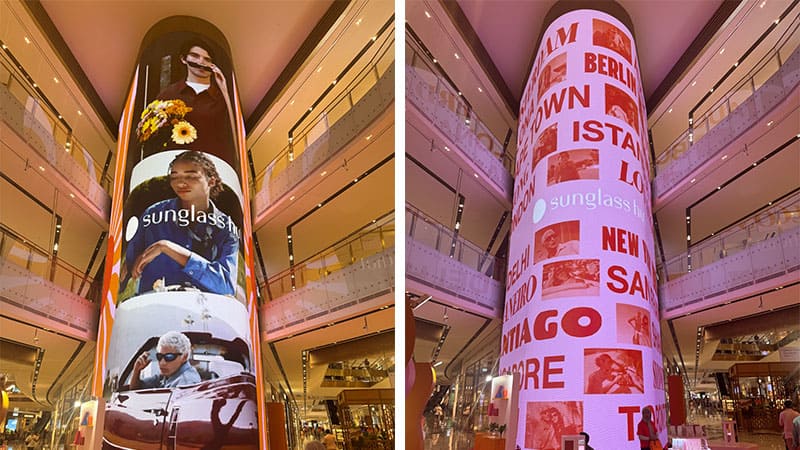 A Towering Digital Landmark in a Shopping Mall Made Possible by Flexible LED Modules